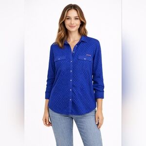 Columbia Size M Blue Orange Gators Button-Up Shirt Omnishade